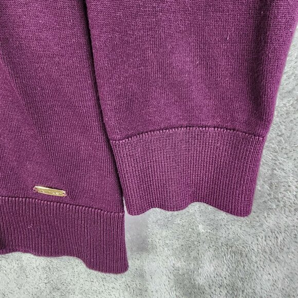 Womens Burgundy Calvin Klein Sweater Mock Neck Long Sleeve Button Detail Size L - Picture 6 of 13